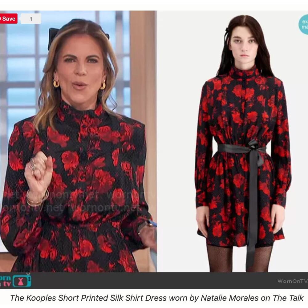 The Kooples Silk Dress EU 38 US 6 Black Red Roses Polka Dot Chic Coquette Indie
